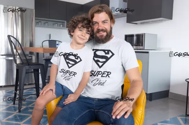 SUPER DAD & KID - Set 2 Tricouri Personalizate