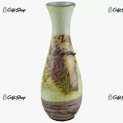 Vaza ceramica decorata cu flori de lavanda